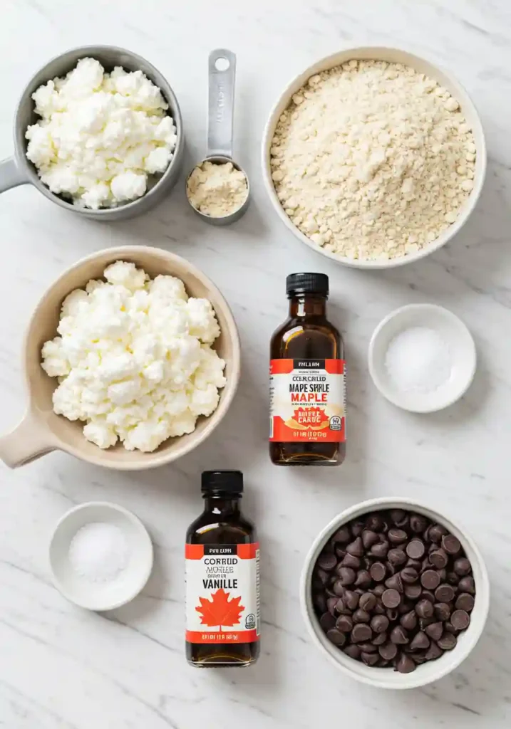 All Ingredients for Making Protein Cookie Dough with Cottage Cheese