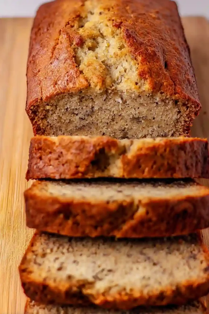 Fresh baked Greek yogurt banana bread cooling on wire rack with golden brown top and perfect shape