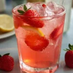 Homemade Strawberry Lemonade in Glass Pitcher Perfect Summer Drink