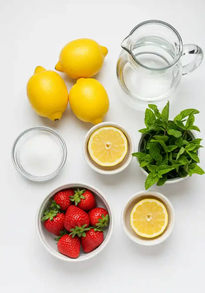 Strawberry Lemonade Recipe Ingredients Fresh Berries Lemons Sugar