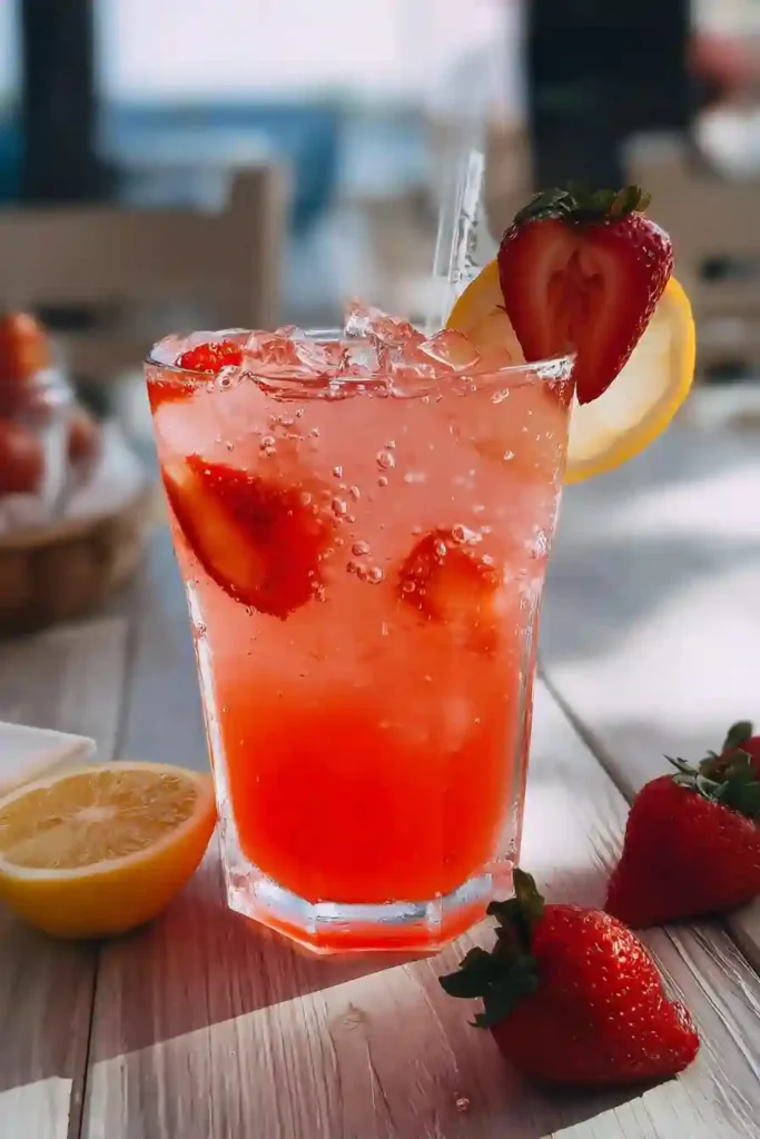 Strawberry Lemonade Party Drinks Served Cold Summer Refresher