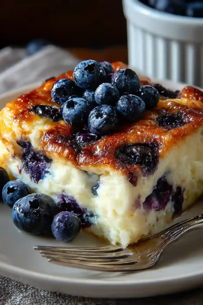 Breakfast bake with golden surface and bubbling edges baking in oven during final cooking stage