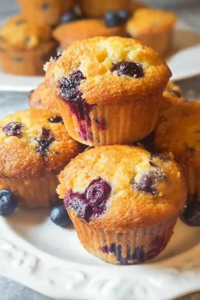 Muffin tin filled with cottage cheese blueberry batter, each cup 2/3 full, ready to bake in preheated oven