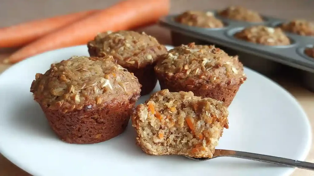 Moist Healthy Carrot Cake Muffins Stack
