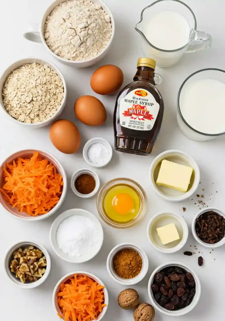 Carrot Muffin Recipe Ingredients Layout