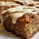 Banana bread brownies with chocolate chips on wooden board