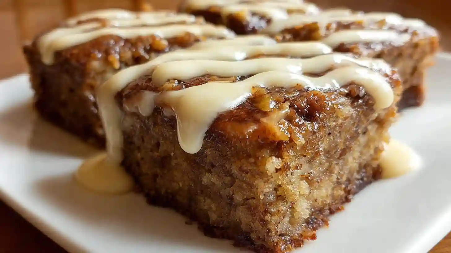 Banana bread brownies with chocolate chips on wooden board