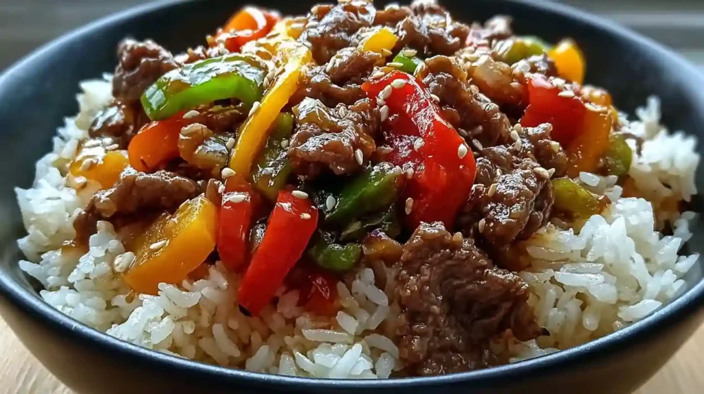 Best Beef and Pepper Rice Bowl Recipe