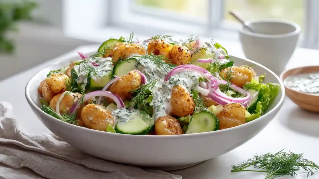 easy Knuspriger Gnocchi-Salat mit Joghurt-Dressing Recipe