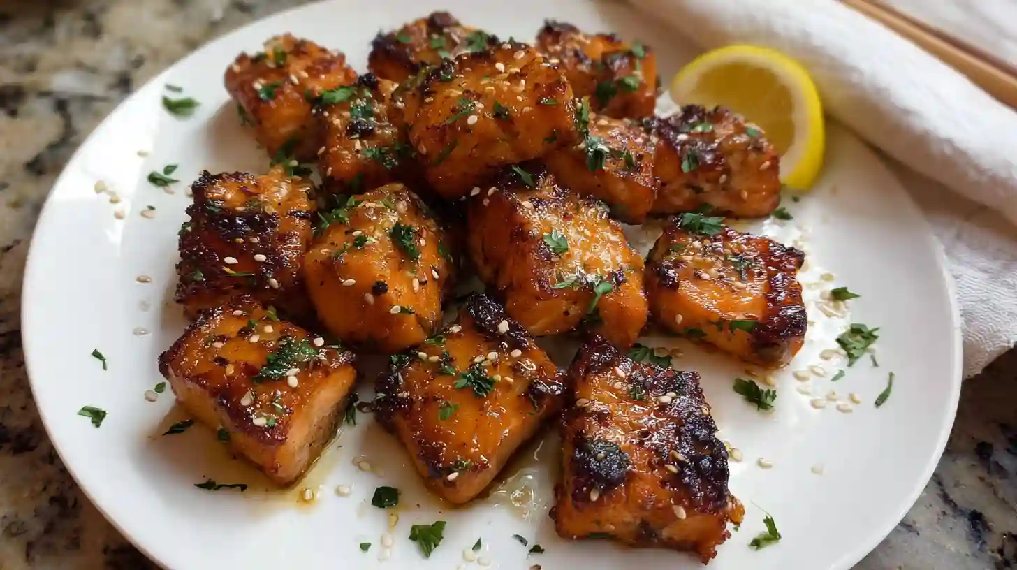 Air Fryer Honey Garlic Salmon Bites Recipe