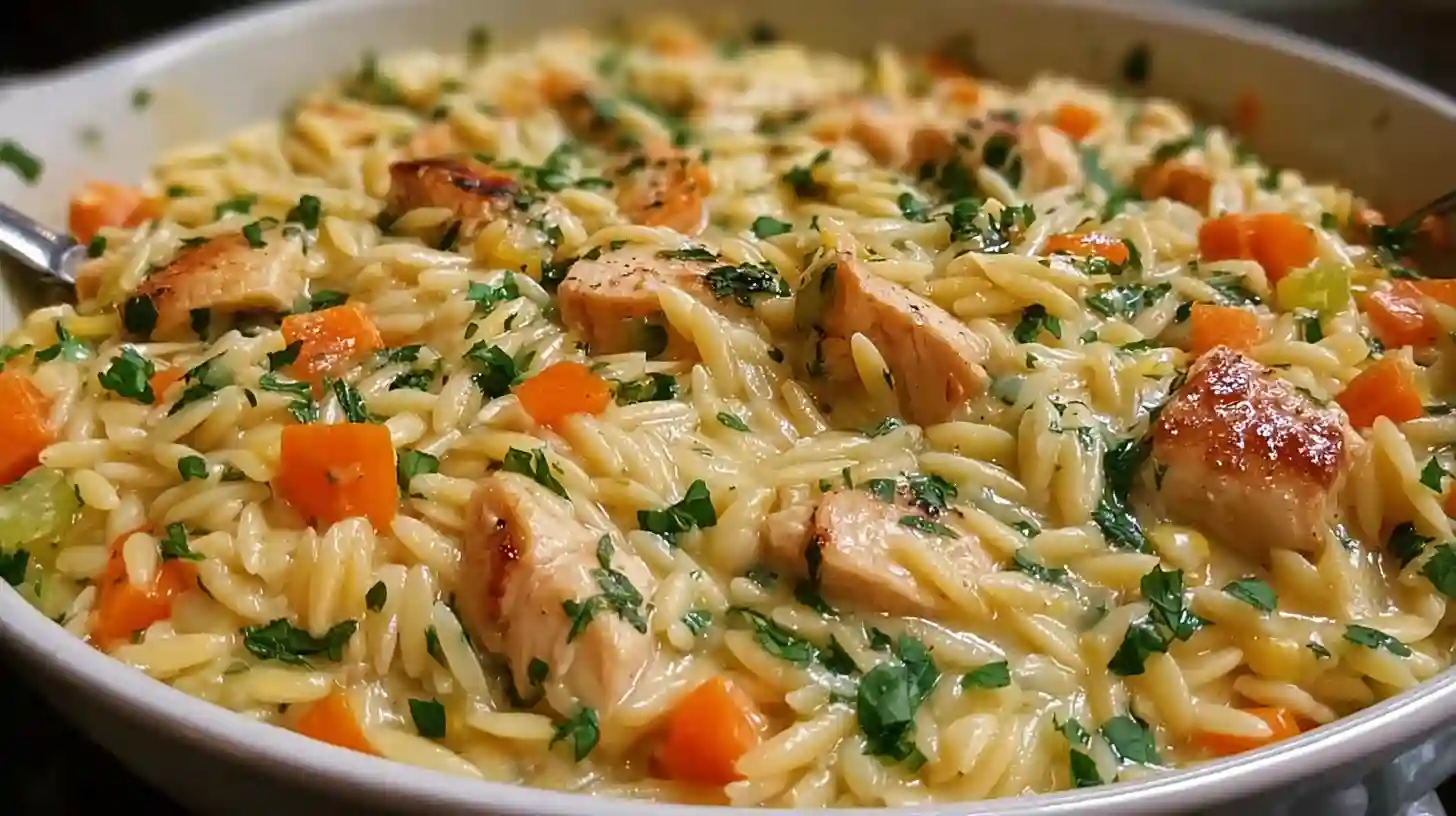 Creamy Chicken Pot Pie Orzo Recipe