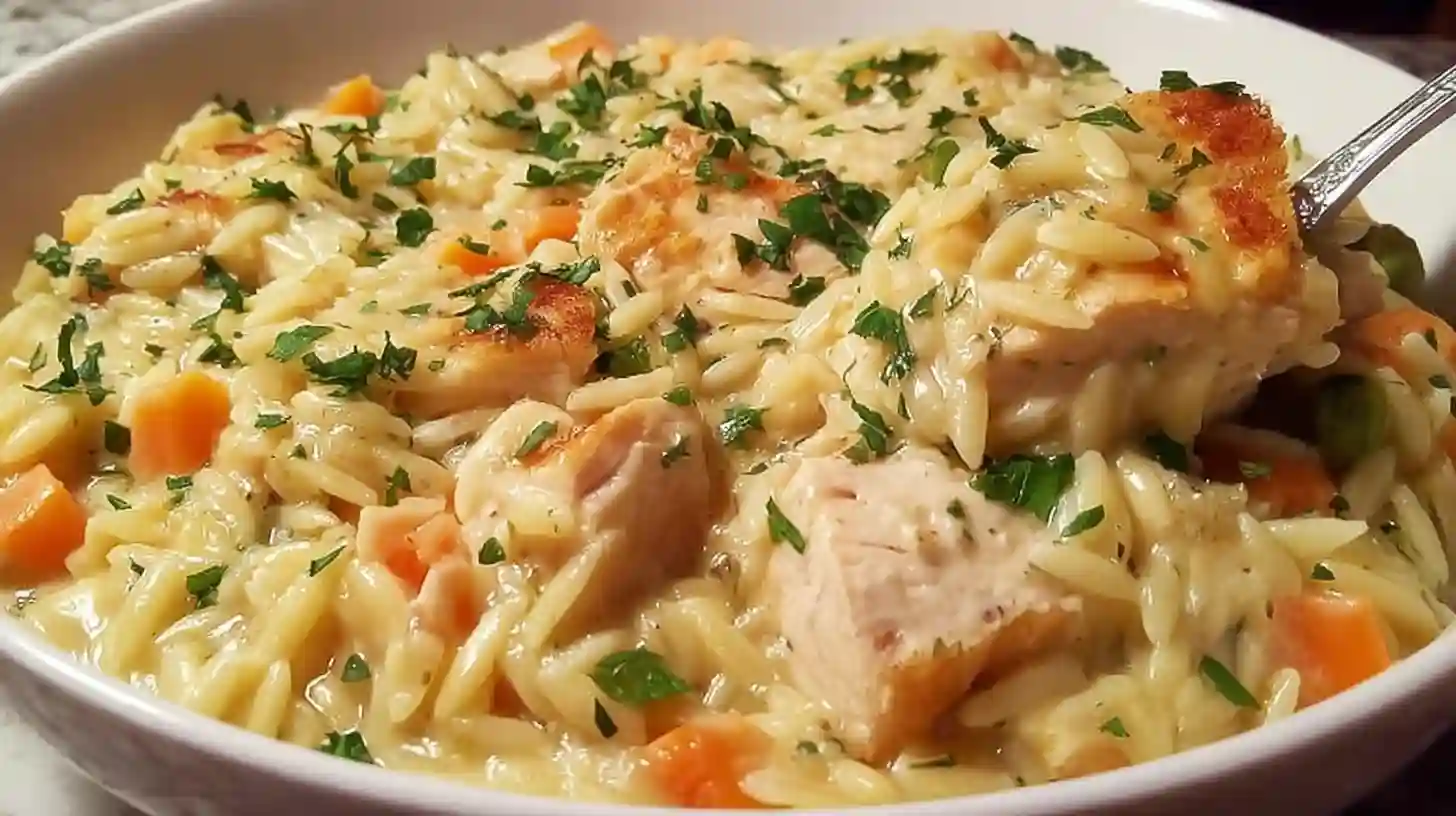 Creamy Chicken Pot Pie Orzo Recipe