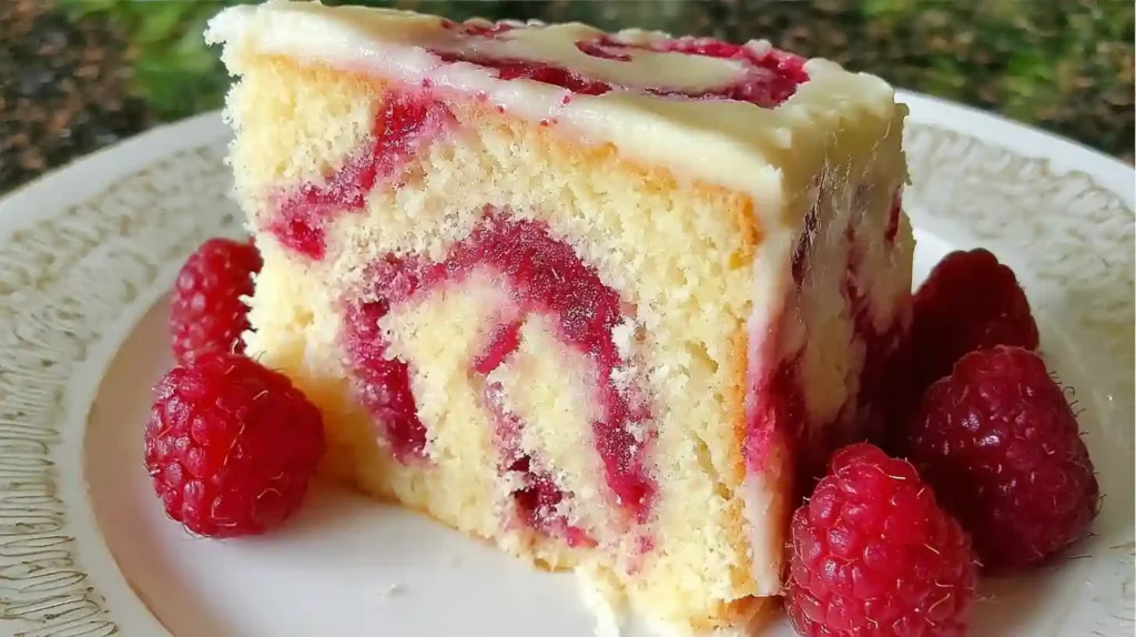 Almond Raspberry Swirl Cake
