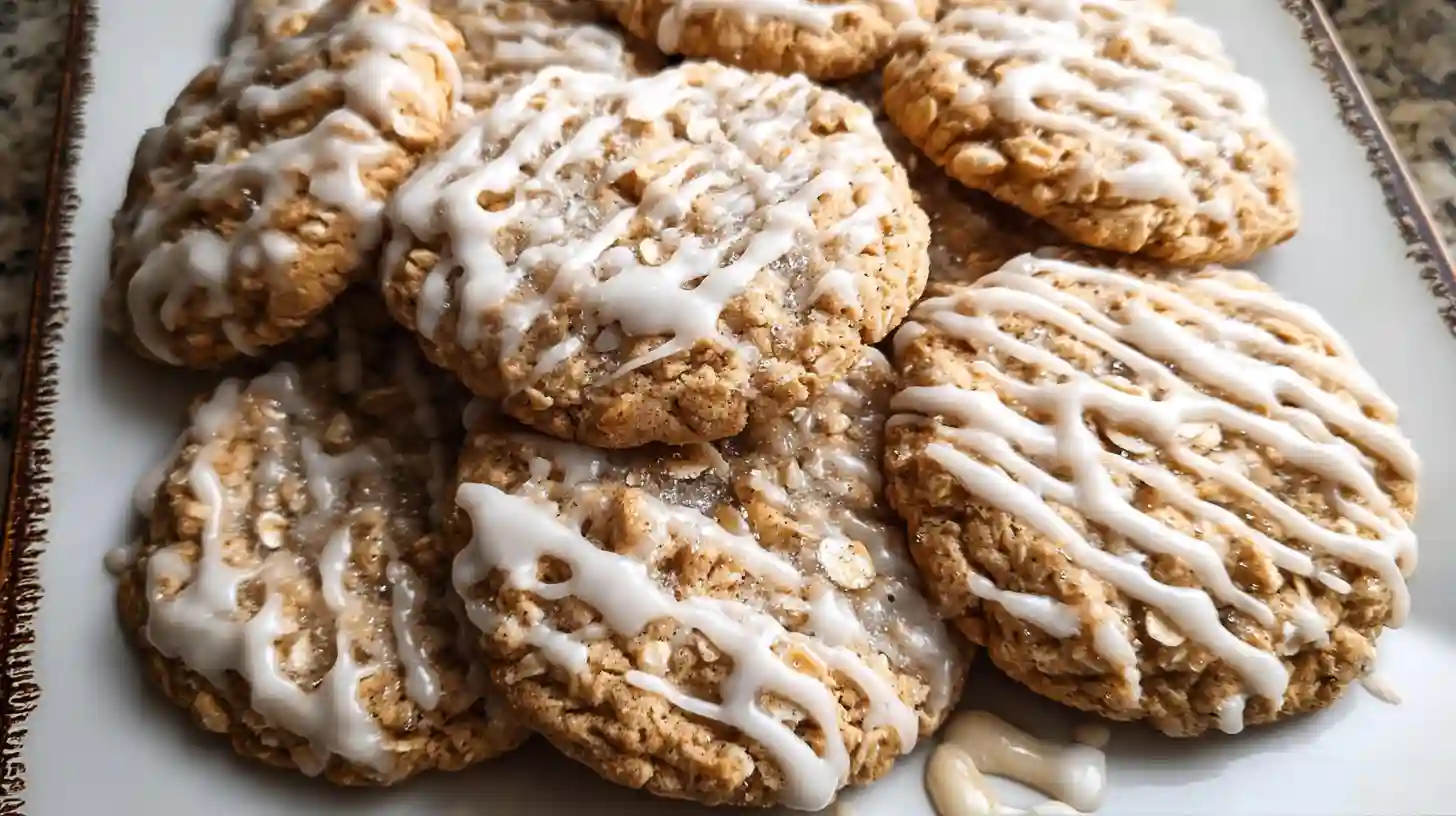 Brown Butter Iced Oatmeal Cookies