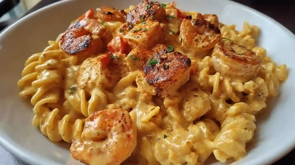 Creamy Cajun Shrimp and Chicken Pasta