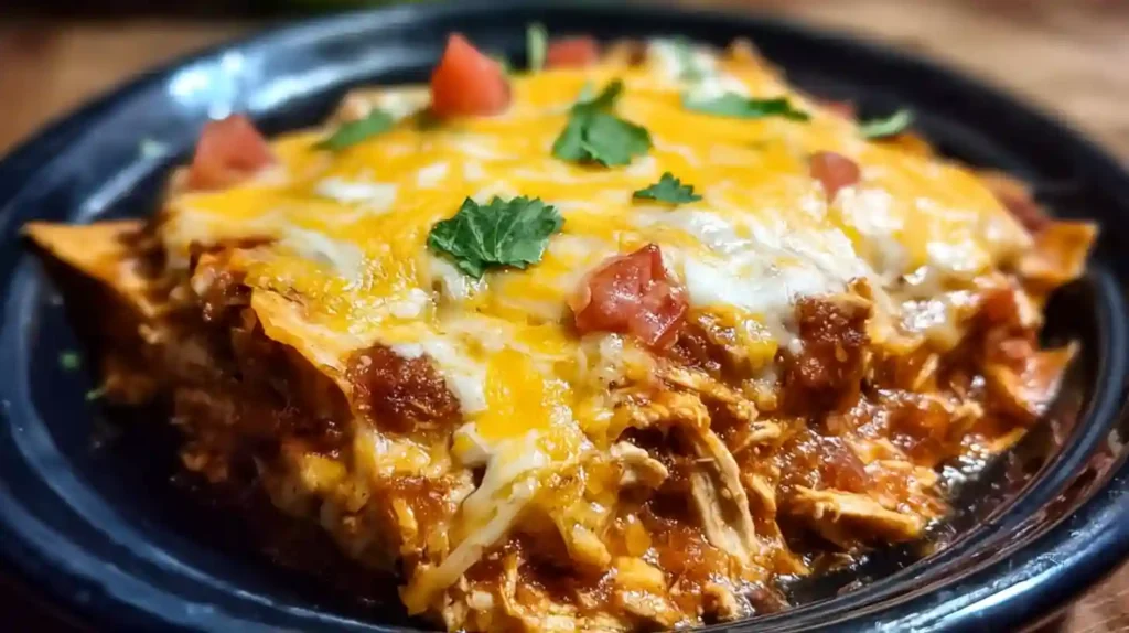 Crockpot Chicken Enchilada Casserole