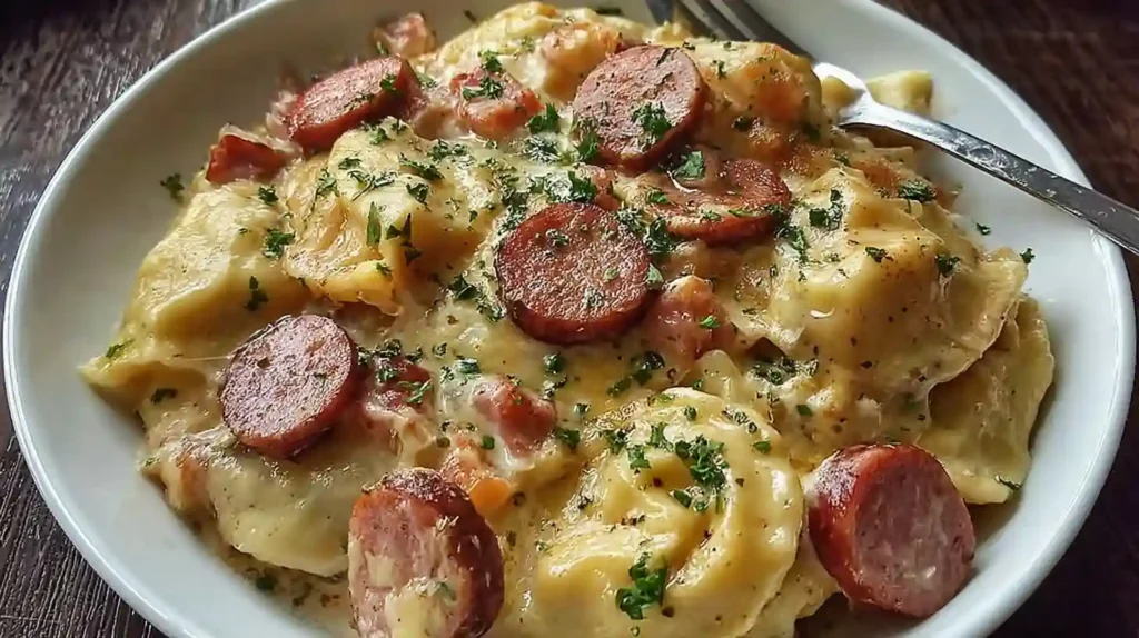 Pierogi Casserole with Kielbasa