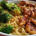 Spicy Garlic Chicken and Broccoli Noodle Bowls