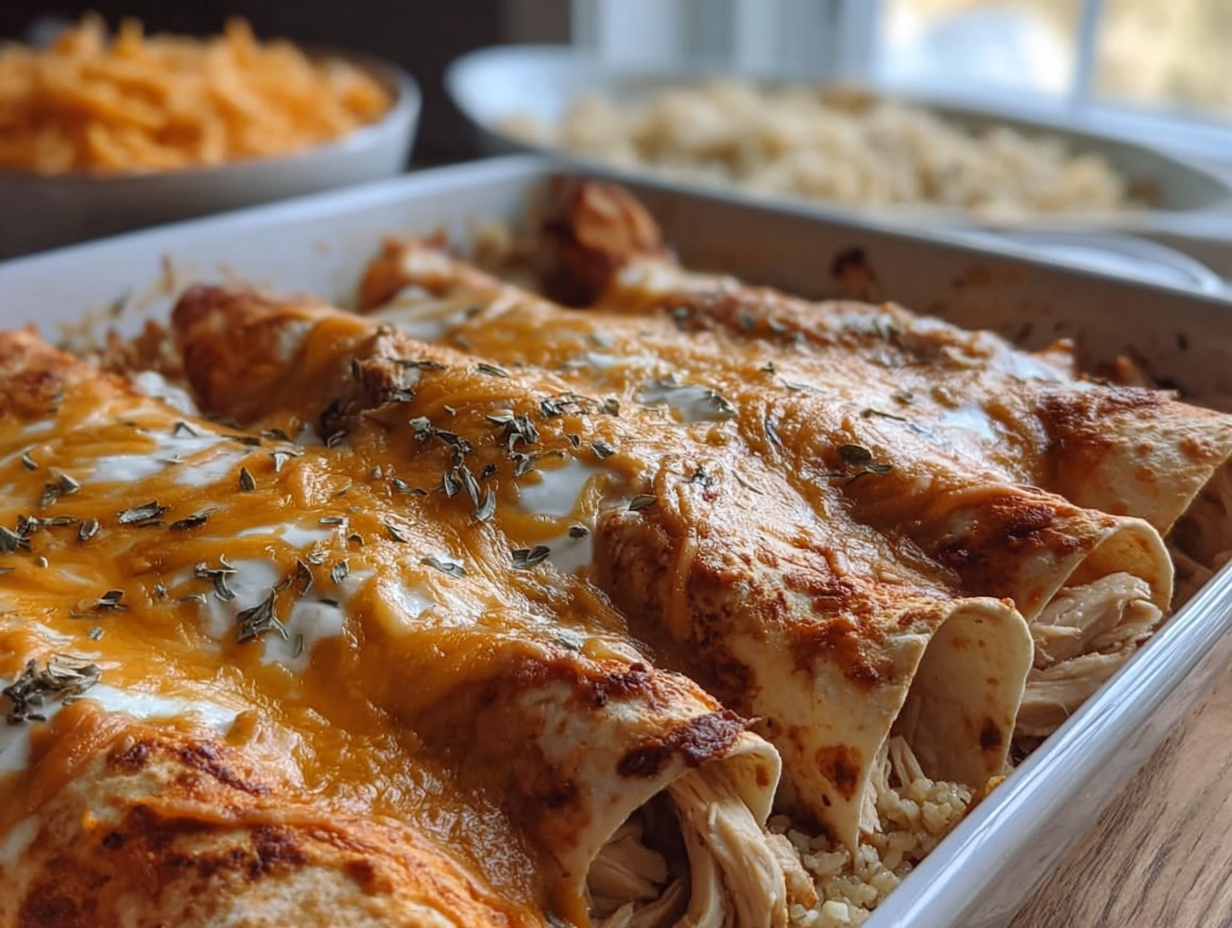 38g Protein Chicken Enchiladas with Dreamy White Sauce