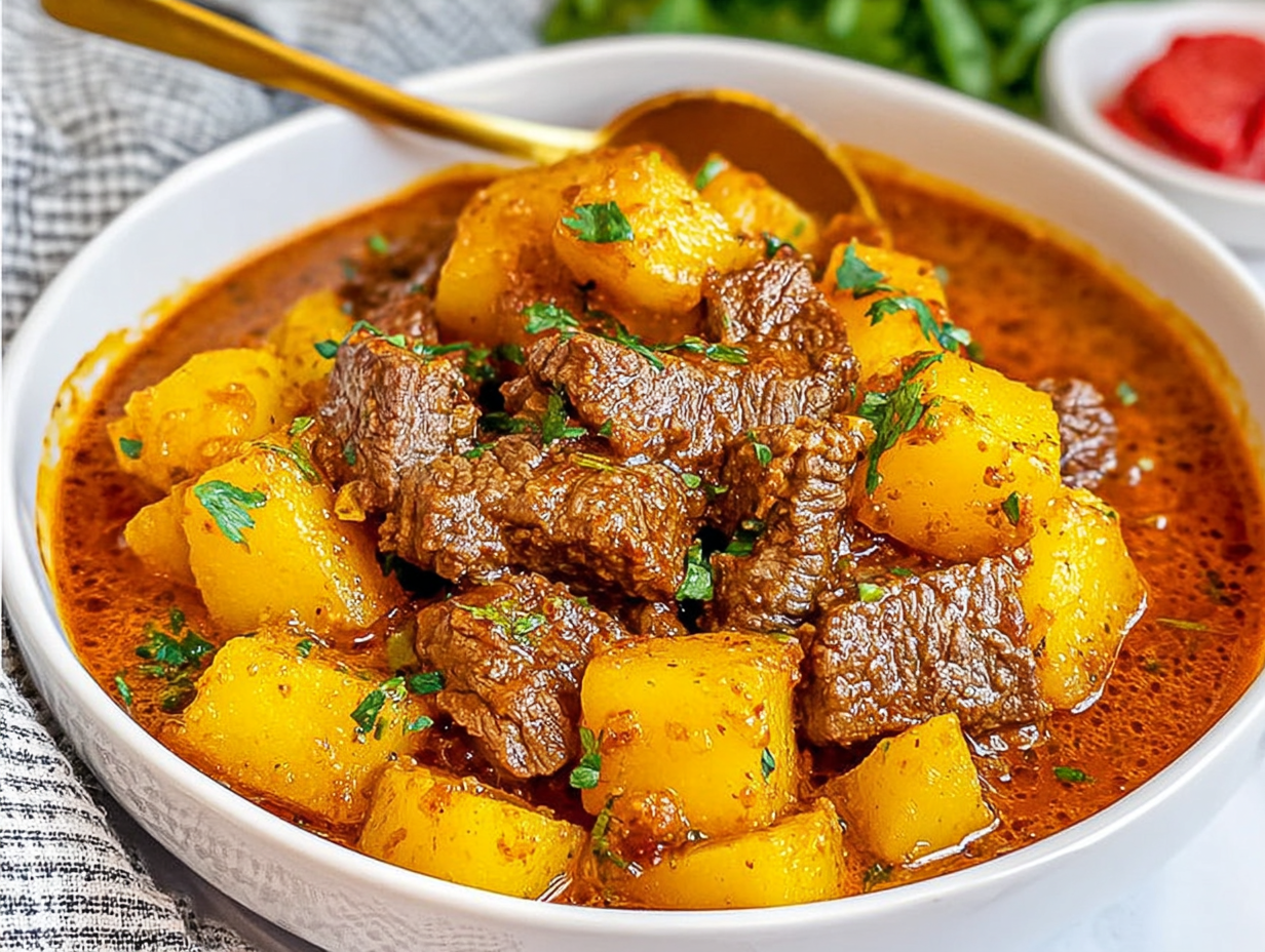 A bowl of delicious Carne con Papas