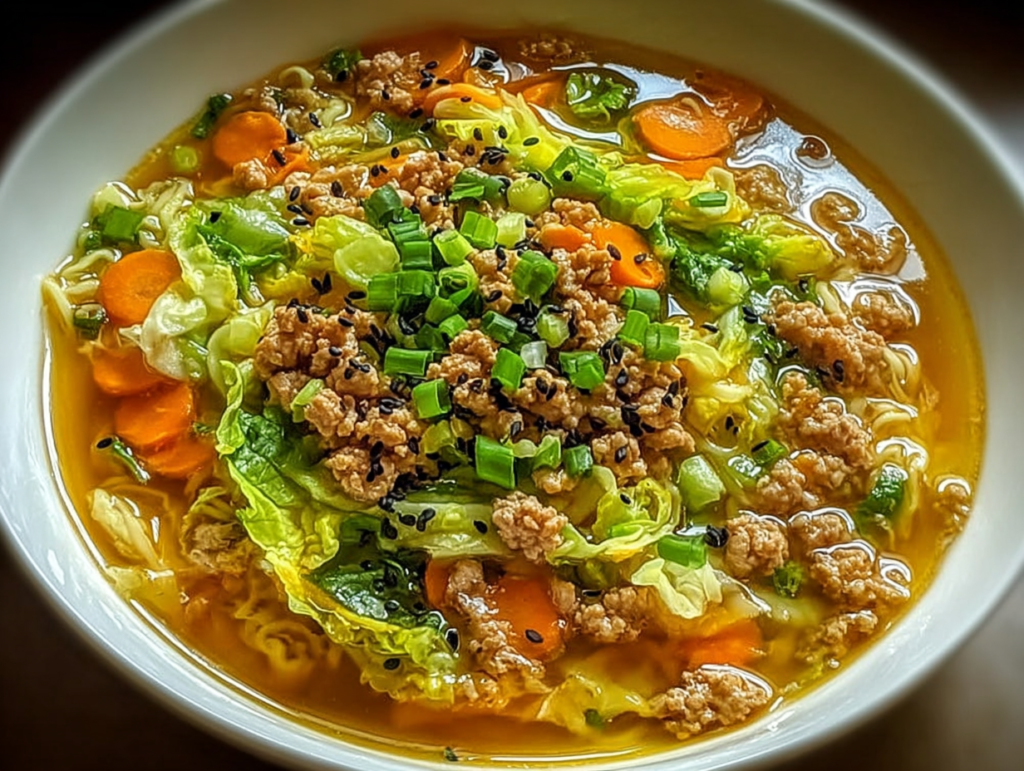 Cozy One-Pot Egg Roll Soup with Green Onions and Ginger