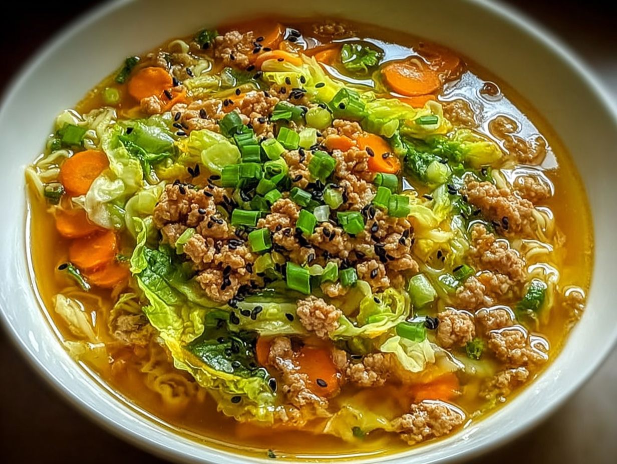 Cozy One-Pot Egg Roll Soup with Green Onions and Ginger
