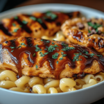 High Protein Honey Garlic Butter Chicken with Mac & Cheese