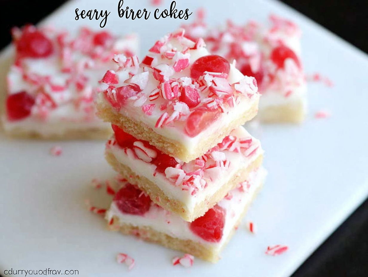 Maraschino Cherry Sugar Cookie Bars with Cream Cheese Frosting