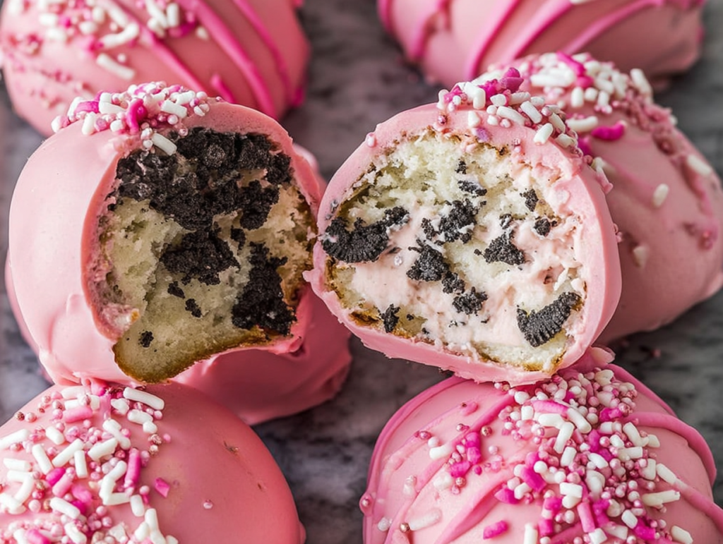 Oreo Truffle Balls with Pink Candy Coating