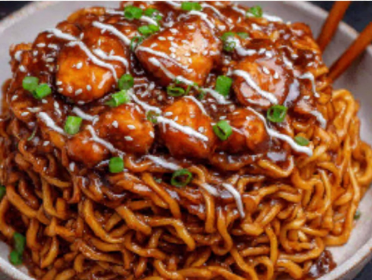 Sticky Garlic Chicken Noodles