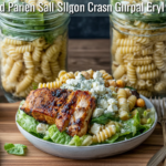 Grilled Chicken Caesar Pasta Salad Jars