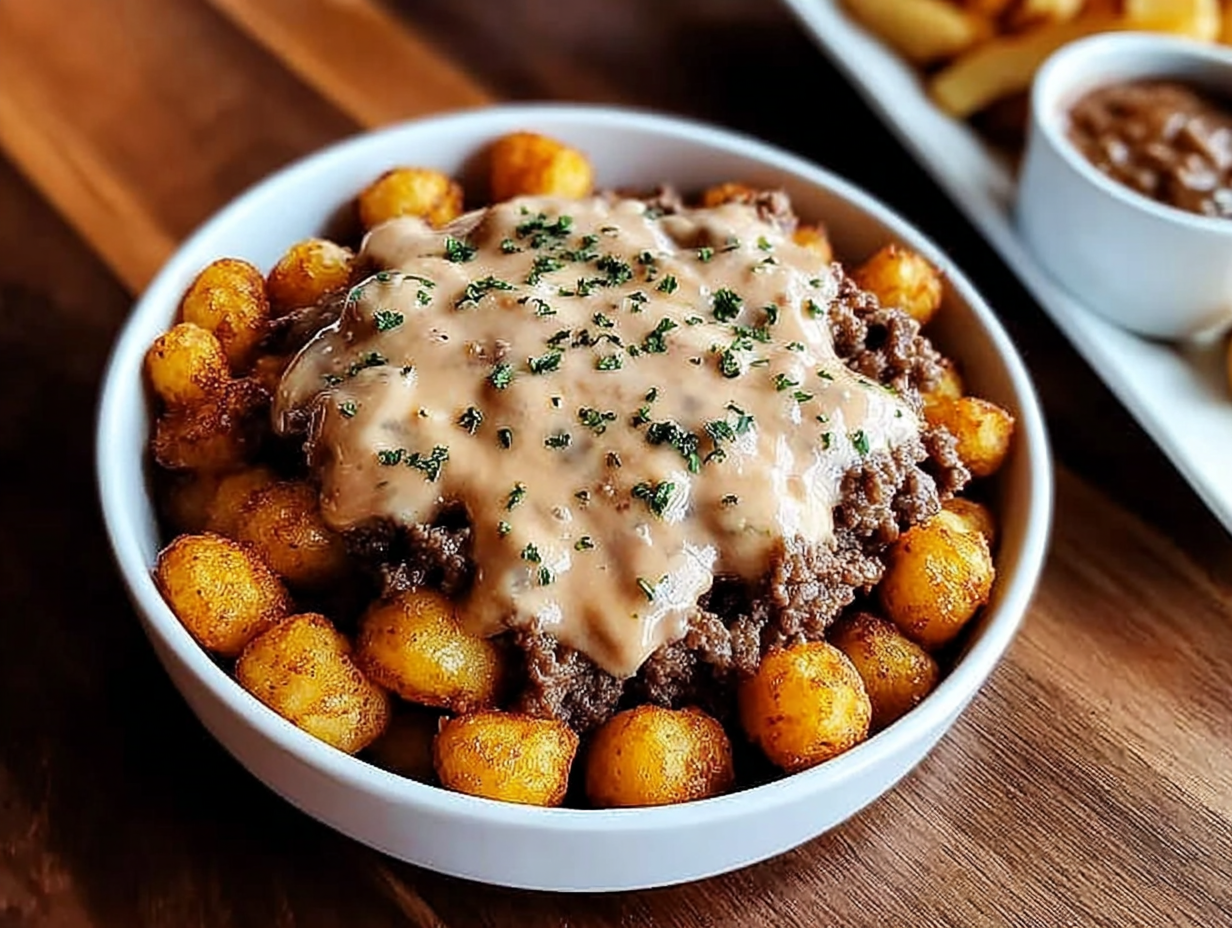 Tater Tot Breakfast Bowl with Sausage Gravy