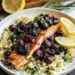 Blueberry Glazed Salmon with Lemon Herb Couscous