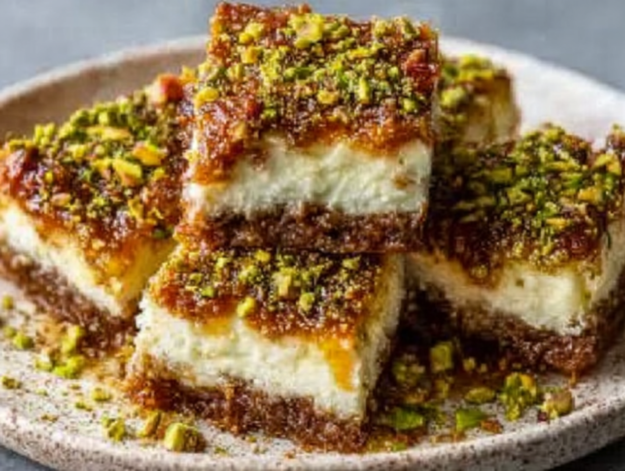 Greek Honey Pistachio Cheesecake Bars: Creamy Delight!