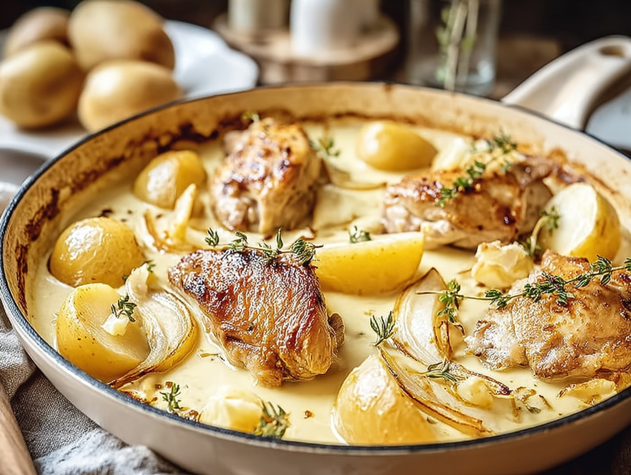 Hearty French Chicken Casserole a la Normande for Cozy Nights