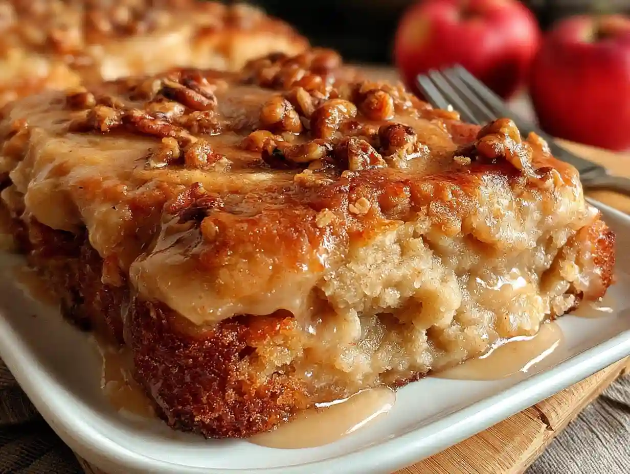 Apple Cake Recipe With Brown Sugar Maple Glaze (Moist Apple Dapple Cake)