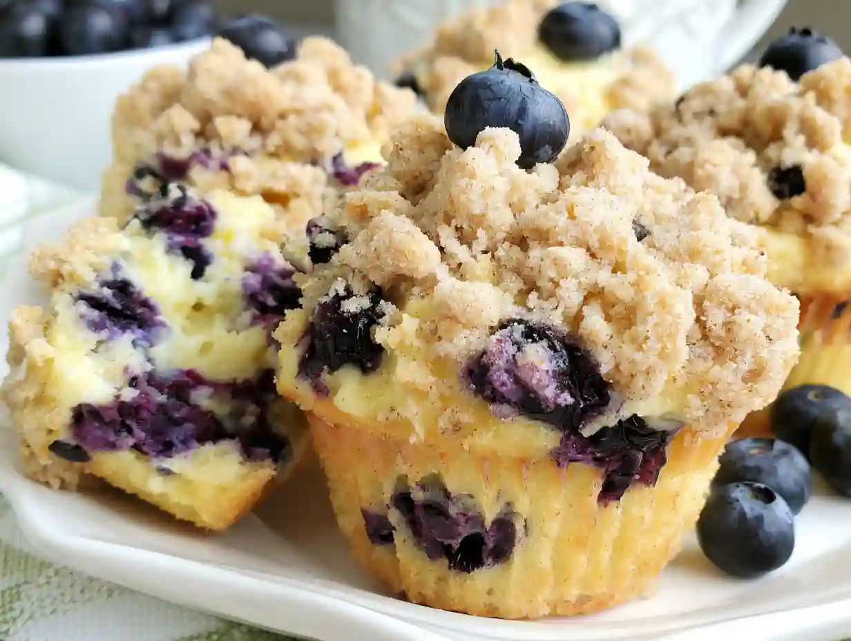 Blueberry Cream Cheese Muffins with Streusel Crumb Topping That Taste Like Bakery Perfection