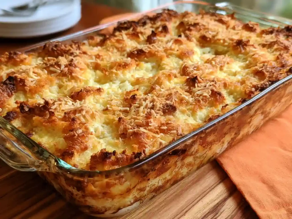 Coconut Cheesecake Bread Pudding