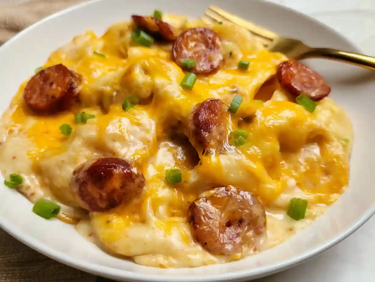 Crockpot Pierogi Casserole with Kielbasa