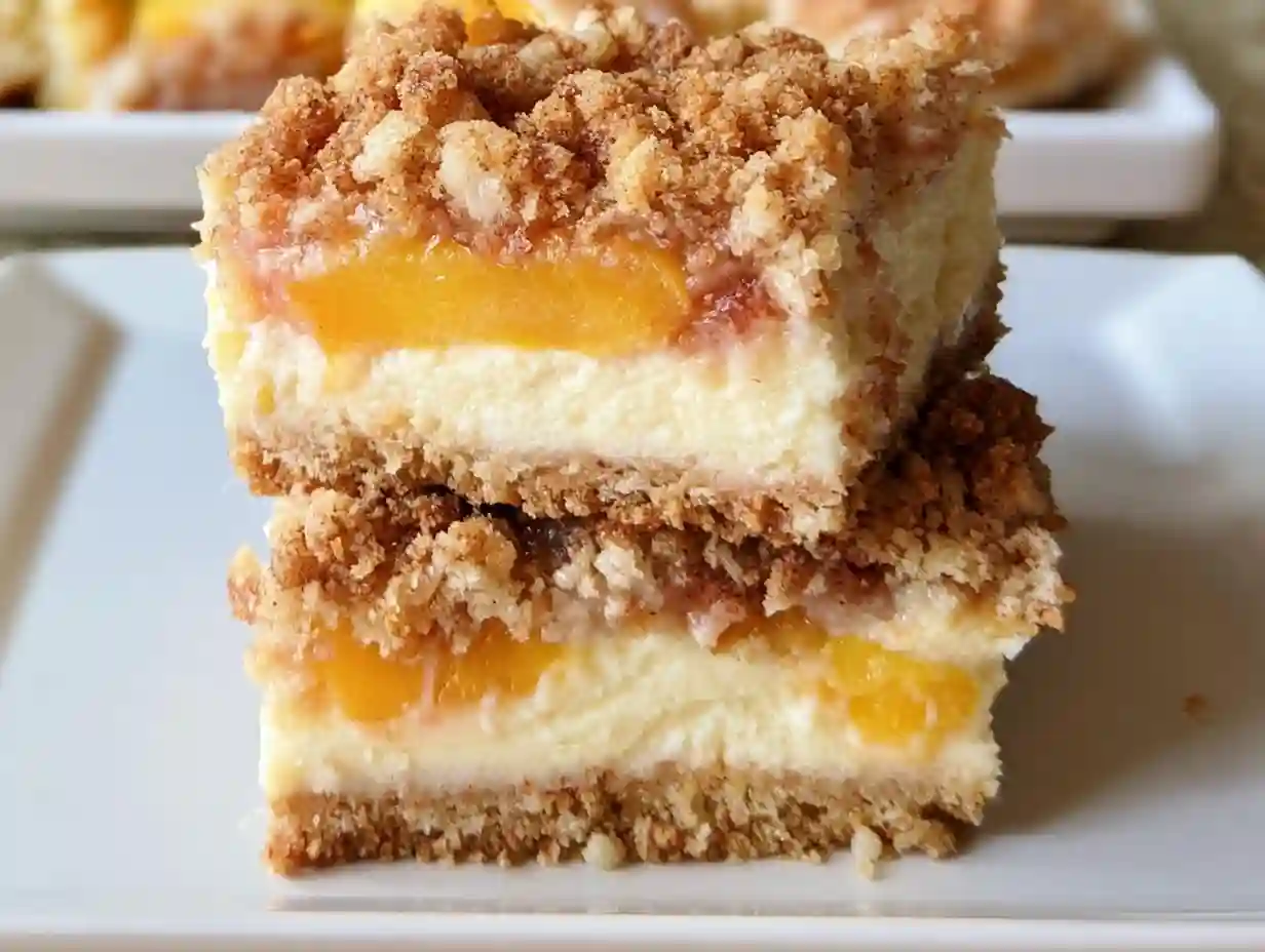 Peach Cobbler Cheesecake Bars