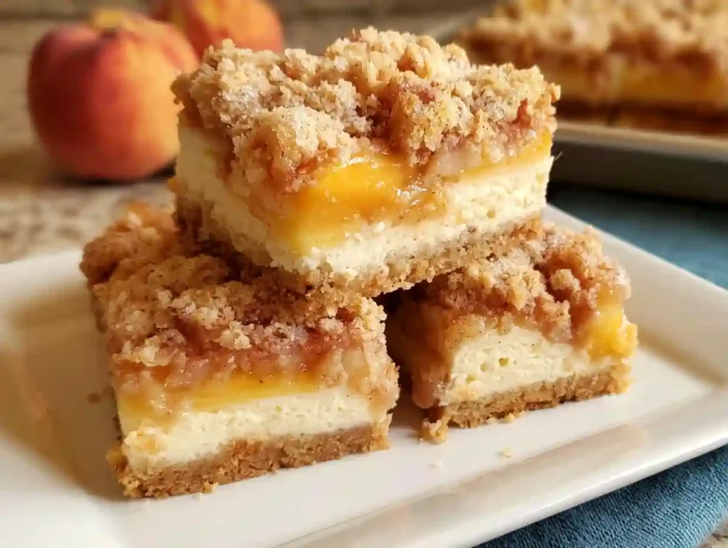 Peach Cobbler Cheesecake Bars