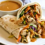 Asian chicken wraps with peanut sauce